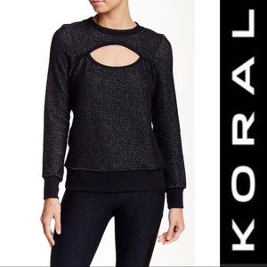 NWT Koral Black And Gray Cutout Workout Athleisure Sweatshirt